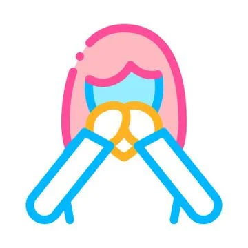 Nausea Symptomp Of Pregnancy Vector Thin Line Icon Illustrazione stock