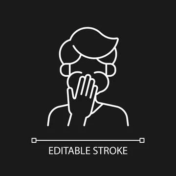 Nausea white linear icon for dark theme Stock Illustration
