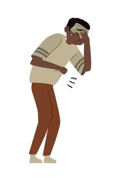 Nauseous man symptom Illustrazione stock