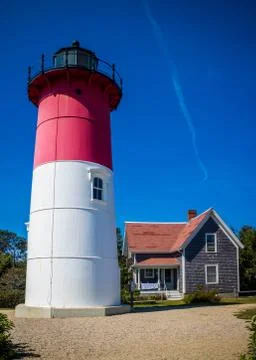 The Nauset Beach Light in Cape Cod National Seashore, Massachusetts Stock Photos