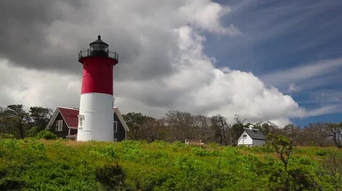 Nauset Light Lighthouse in Eastham Stock Footage 65307093