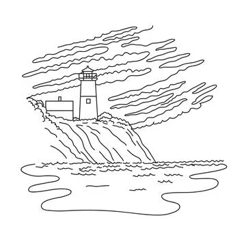 Nauset Light or Lighthouse on Cape Cod Massachusetts USA  Mono Line Art. Illustrazione stock