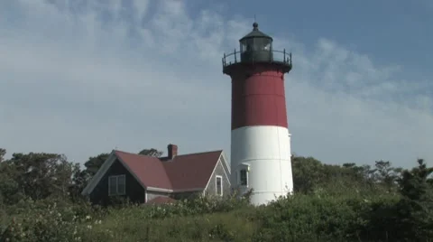Nauset Lighthouse on Cape Cod Stock Footage 8521134