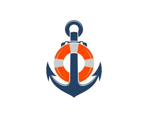 Nautical anchor with buoy inside Stock Illustration