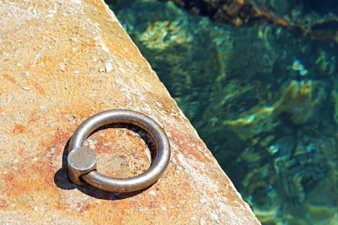 Nautical anchor chains on the pier Stock Photos
