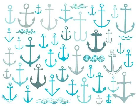 Nautical anchor collection Stock Illustration