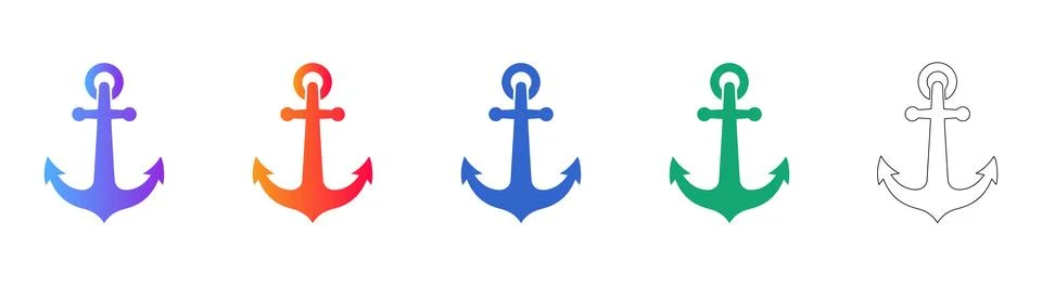 Nautical Anchor Icon Set 스톡 일러스트