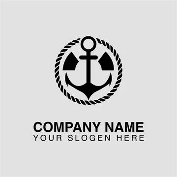 Nautical anchor logo design template for maritime company or sailing club vector Stock Illustration