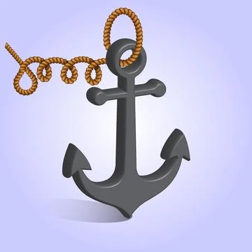 Nautical Anchor with Rope Stock Illustration