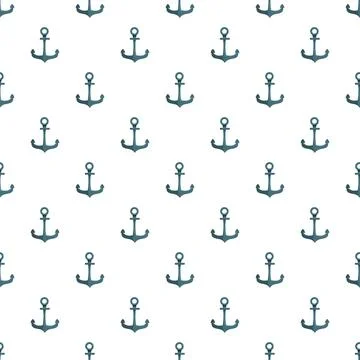 Nautical anchors forming seamless pattern on white background Stock Illustration