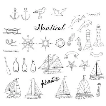 Nautical background with ships Stock Illustration