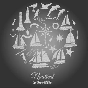 Nautical background with ships Stock Illustration