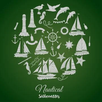 Nautical background with ships Stock Illustration