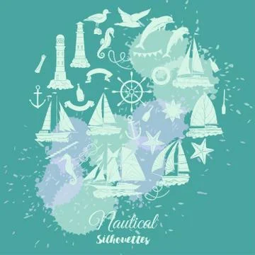 Nautical background with ships Stock Illustration