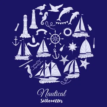 Nautical background with ships Stock Illustration