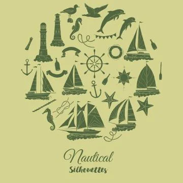 Nautical background with ships Stock Illustration