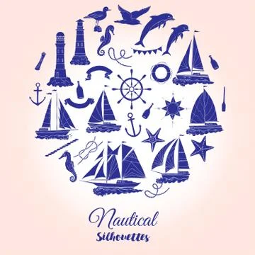 Nautical background with ships Stock Illustration