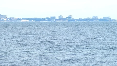 Nautical background. view from the sea to the city. copy space Stock Footage 127090218