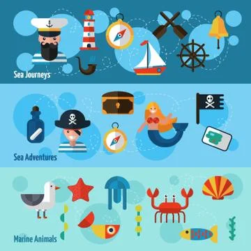 Nautical Banners Set Stock Illustration