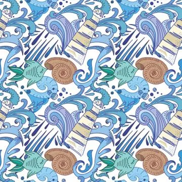 Nautical Blue Pattern Stock Illustration