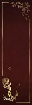 Nautical Bookmark - Anchor and Algae with Golden Effects - Bordeaux Illustrazione stock