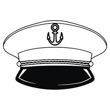 Nautical Captain Hat Flat Vector Art Stock Illustration