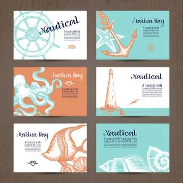 Nautical Card Set Ilustración de archivo