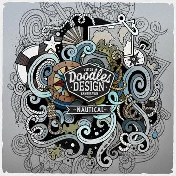 Nautical cartoon vector hand drawn doodle illustration. Stock Illustration