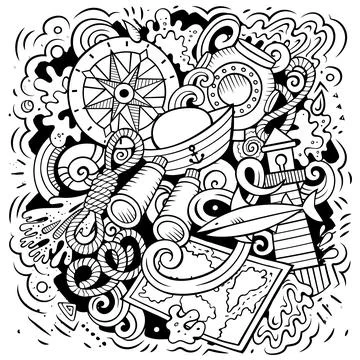 Nautical cartoon vector illustration. Stock Illustration