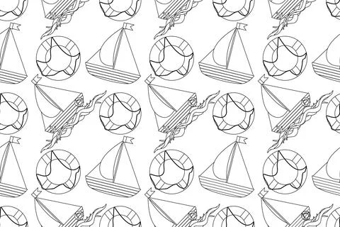 Nautical Coloring Page Pattern 库存插图