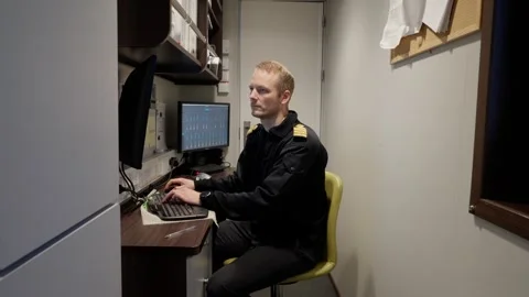 Nautical Command Center, Captain's Compact Office Quarters Stock Footage 259865528