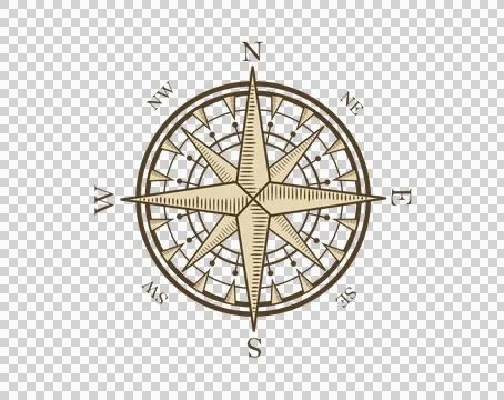 Nautical compass equipment on transparent background Stock Illustration