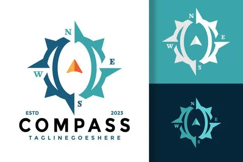Nautical Compass Icon Logo Vector Stock Illustration