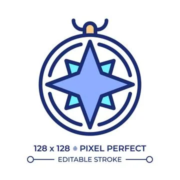 Nautical compass pixel perfect line color icon Stock Illustration