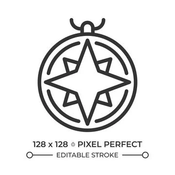 Nautical compass pixel perfect line icon Stock Illustration