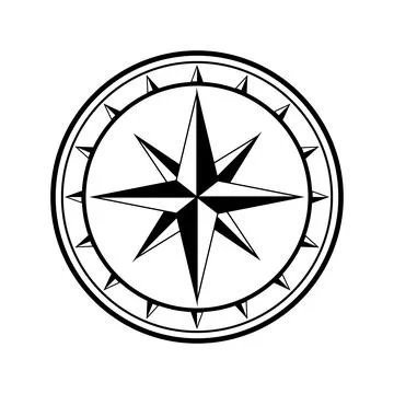 Nautical compass rose symbol indicating direction and guidance Stock Illustration
