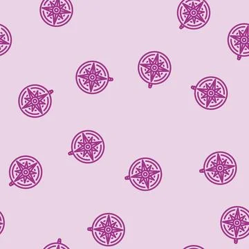 Nautical compass world ocean line vector seamless pattern イラスト素材