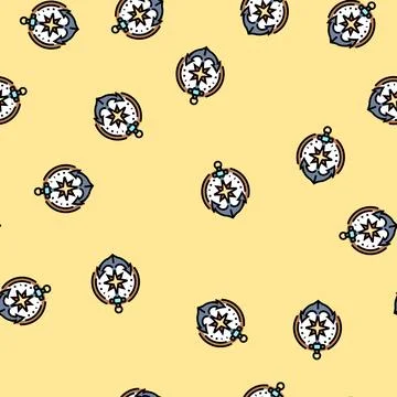 Nautical compass world ocean vector seamless pattern イラスト素材