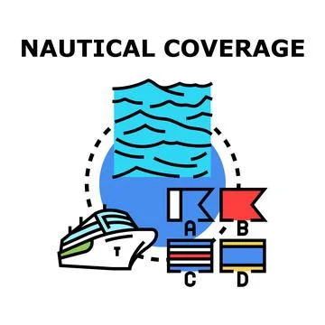 Nautical coverage concept with ship and signal flags Stock Illustration