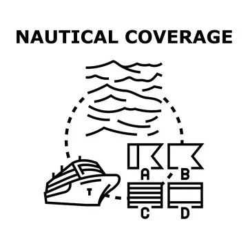 Nautical coverage concept with ship and signal flags Stock Illustration