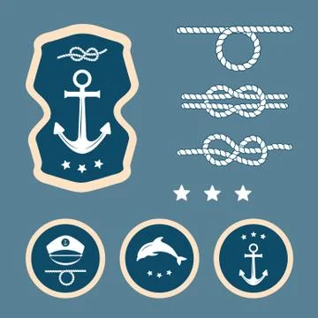 Nautical decoration set Stock Illustration