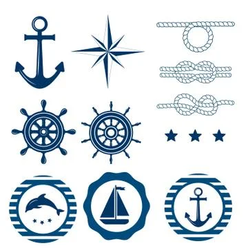 Nautical decoration set Stock Illustration