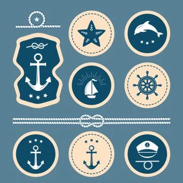 Nautical decoration set Stock Illustration