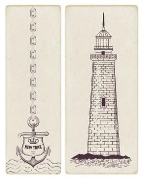 Nautical design cards Stock Illustration