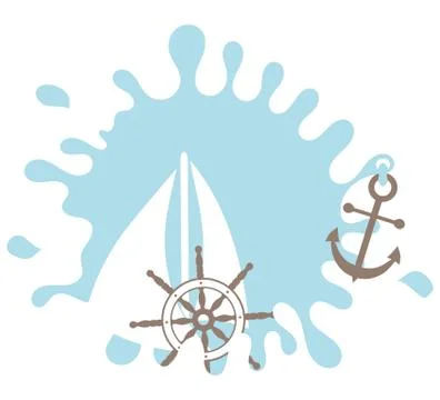 Nautical design element. Rudder. Splash. Anchor Stock-Illustration