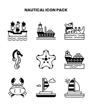 Nautical DuoTone Graphics Icons Pack 스톡 일러스트