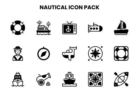 Nautical DuoTone Set Icons Pack Illustrazione stock