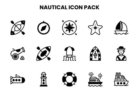 Nautical DuoTone Vector Icons Pack Stock Illustration