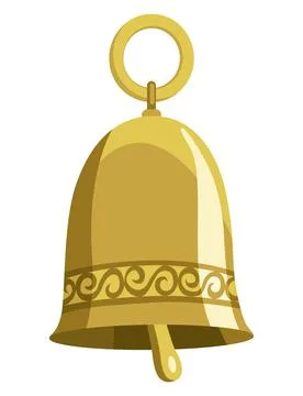 Nautical element bell or ringing. Sea vintage marine item isolated. Old Stock Illustration
