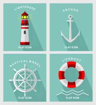Nautical element flat icon Stock Illustration